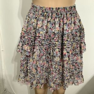 All Saints Floral Smocked Ruffle Mini Skirt Size 2 NWTOT (W638)